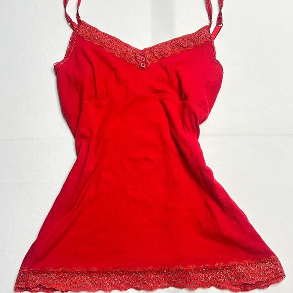 Vintage Faded Glory red lace trim cami! Made With 96% Cotton Size Medium - Picture 3 of 5